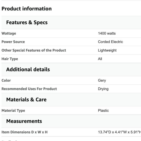 Hair Dryer, Professional Ionic Hair Dryer for Fast Drying, High Speed Hair Blow - Picture 8 of 8